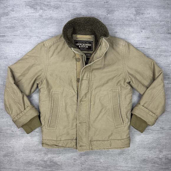 Vintage Abercrombie Fitch Adirondack Jacket Mens Medium Sherpa Canvas Distressed - Picture 1 of 11